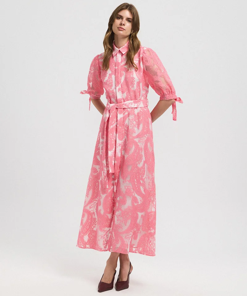 ابيكول Jacquard Balloon-Sleeve Dress